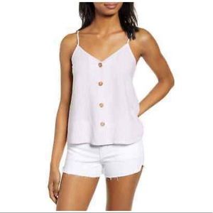 BP Striped Tank Top Linen Blend Bikini Straps Med